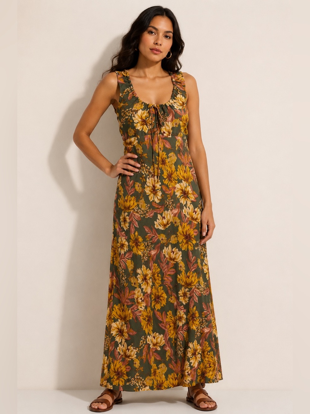 Treasure & Bond Ruched Maxi Dress Size L NWT